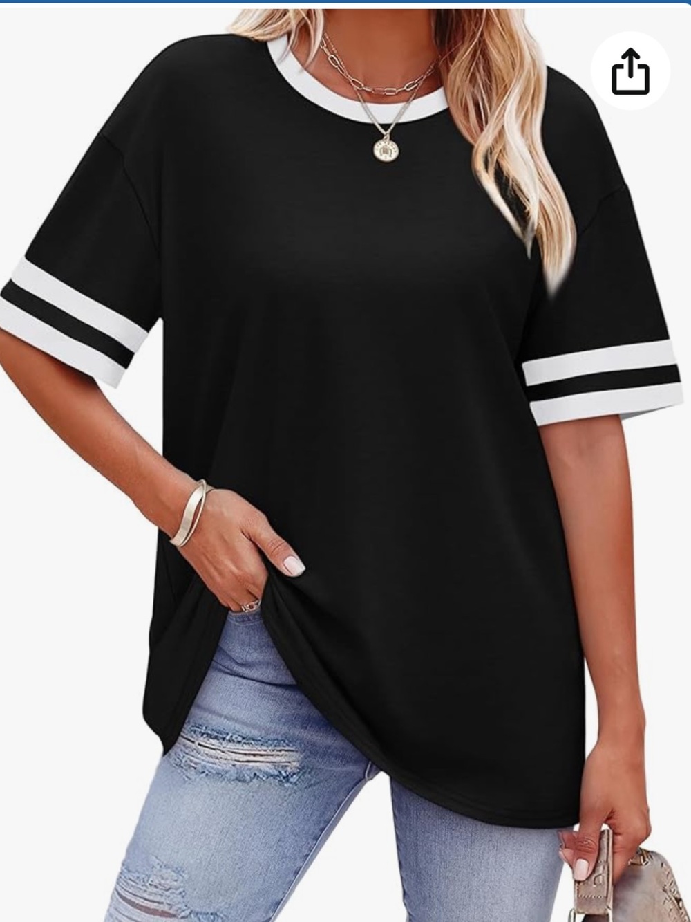 WIHOLL Crew Neck/Half Sleeve/Loose Fit Black Tee XL - Picture 1 of 6